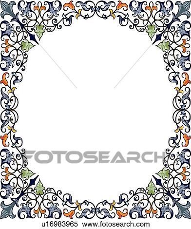 Frame with navy orange green leaf pattern and copy space View Large Clip Art Graphic Clipart - Frame with navy orange green leaf pattern and copy space. Fotosearch