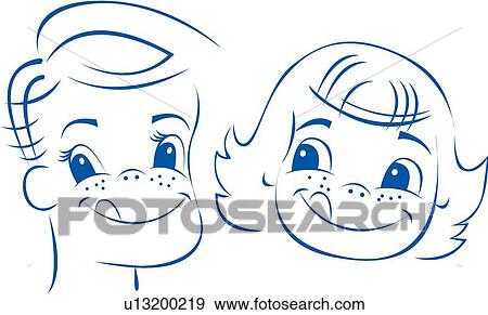 Freckled children's faces View Large Clip Art Graphic Clip Art - Freckled children's faces. Fotosearch
