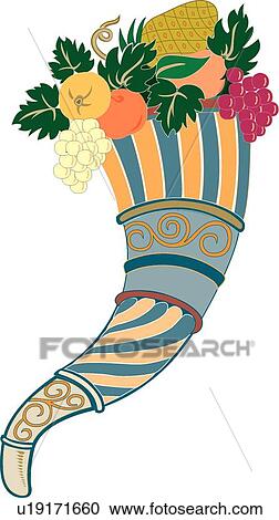 Clipart - Fruit cornucopia Design Ornament. Fotosearch