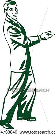 Clipart - Full length retro man in suit. Fotosearch