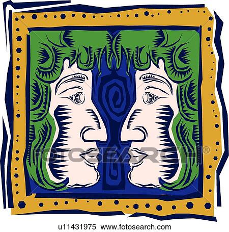 Gemini View Large Clip Art Graphic Clipart - Gemini. Fotosearch