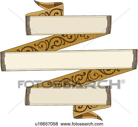 Clip Art - Gold and black zig zag Ribbon with copy space. Fotosearch