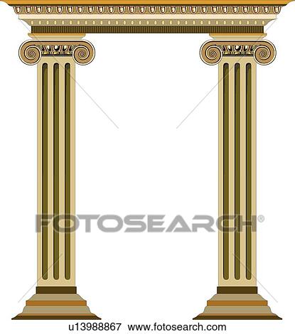 Gold and brown columns with cornice Design Ornament View Large Clip Art Graphic Clip Art - Gold and brown columns with cornice Design Ornament. Fotosearch