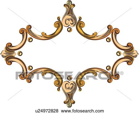 Clip Art - Gold and brown horizontal Frame. Fotosearch