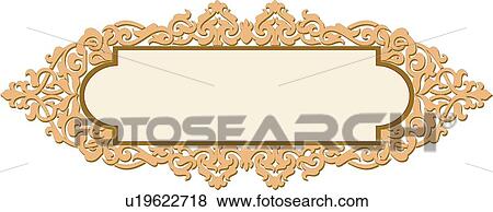 Clip Art - Gold and brown horizontal Frame with ornate border. Fotosearch