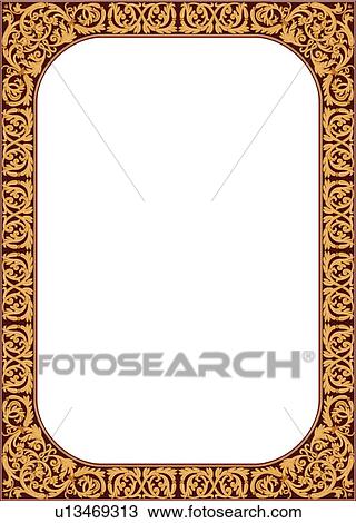 Clipart - Gold and burgundy victorian Border . Fotosearch