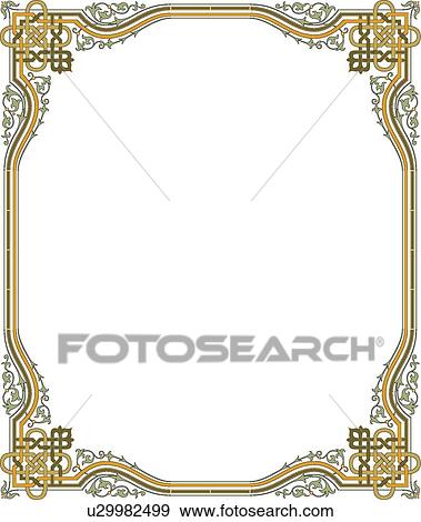 Gold and Green Border with Decorative Corners View Large Clip Art Graphic Clip Art - Gold and Green Border with Decorative Corners. Fotosearch