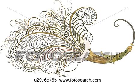 Gold and Green Floral Calligraphic Design View Large Clip Art Graphic Clipart - Gold and Green Floral Calligraphic Design. Fotosearch