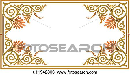 Clipart - Gold and green frame. Fotosearch