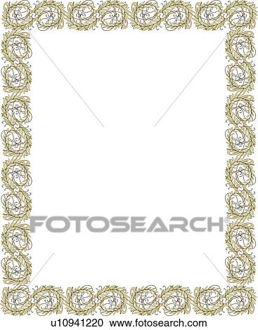 Clipart - Gold and Green Leaf Border. Fotosearch
