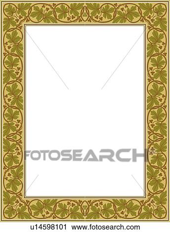 Gold and Green Leaf Border View Large Clip Art Graphic Clipart - Gold and Green Leaf Border. Fotosearch
