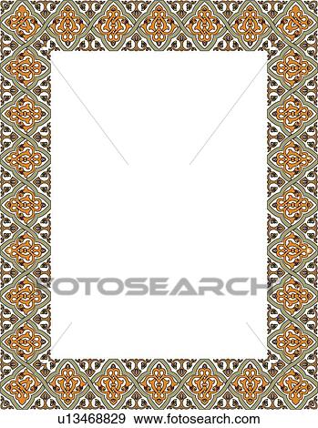 Gold and green pattern arabesque Border View Large Clip Art Graphic Clip Art - Gold and green pattern arabesque Border. Fotosearch