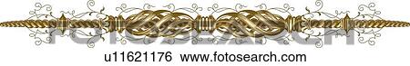 Gold and grey swirl horizontal Design Ornament View Large Clip Art Graphic Clip Art - Gold and grey swirl horizontal Design Ornament. Fotosearch