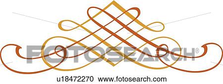 Clipart - Gold and Orange Crisscross Printer Ornament. Fotosearch