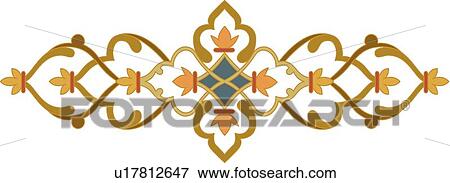 Gold and Orange Fancy Arabesque Design View Large Clip Art Graphic Clip Art - Gold and Orange Fancy Arabesque Design. Fotosearch