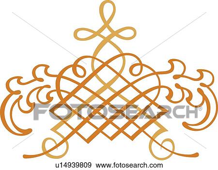 Clip Art - Gold and orange fancy design . Fotosearch