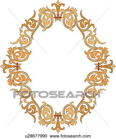 Gold and Orange Oval Frame View Large Clip Art Graphic Clipart - Gold and Orange Oval Frame. Fotosearch