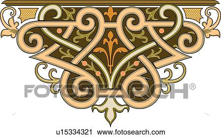Gold and peach Design Ornament View Large Clip Art Graphic Clipart - Gold and peach Design Ornament. Fotosearch