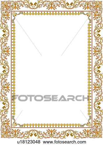 Gold and Pink Victorian Border View Large Clip Art Graphic Clip Art - Gold and Pink Victorian Border. Fotosearch