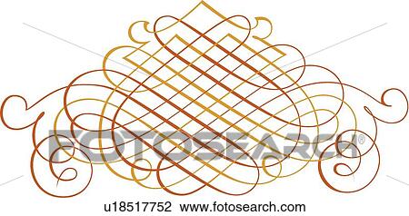 Clipart - Gold and Red Crisscross Printer Ornament. Fotosearch