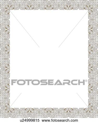 Clipart - Gold and silver victorian rectangle Border. Fotosearch
