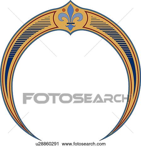 Clipart - Gold, blue and red circular Frame. Fotosearch