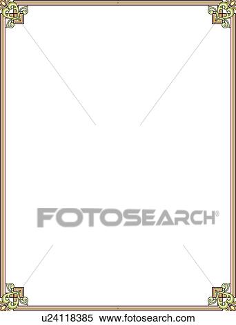 Gold Border with green, yellow and red decorative corners View Large Clip Art Graphic Clipart - Gold Border with green, yellow and red decorative corners. Fotosearch