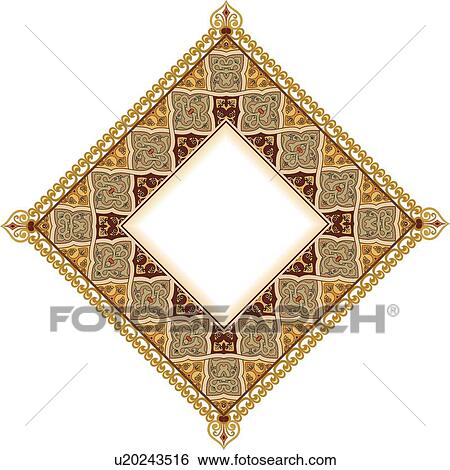 Gold, brown and purple leaf pattern diamond Arabesque frame View Large Clip Art Graphic Clip Art - Gold, brown and purple leaf pattern diamond Arabesque frame. Fotosearch