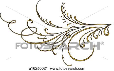 Clipart - Gold Calligraphic Design. Fotosearch