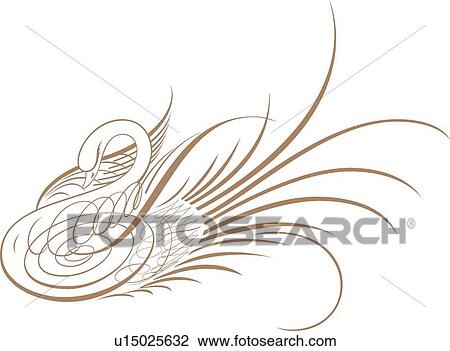 Gold Calligraphic Design of a swan View Large Clip Art Graphic Clipart - Gold Calligraphic Design of a swan. Fotosearch