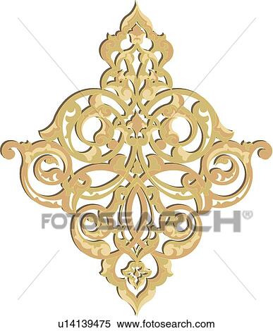 Gold decorative Design Ornament View Large Clip Art Graphic Clipart - Gold decorative Design Ornament. Fotosearch