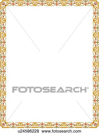Clip Art - Gold Fancy Hand Drawn Border. Fotosearch