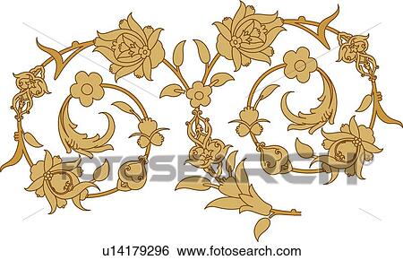 Clip Art - Gold Floral Arabesque Design. Fotosearch