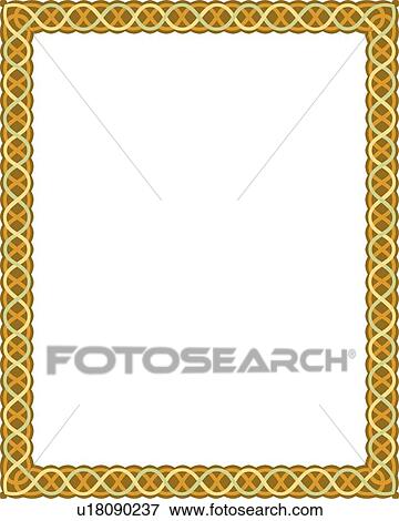 Clip Art - Gold, Green and Orange Celtic Border. Fotosearch