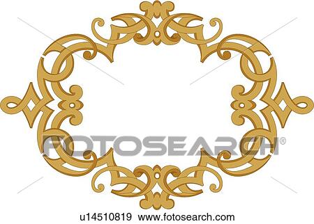 Clip Art - Gold knot ornate horizontal Frame. Fotosearch