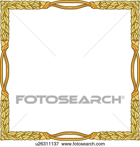 Clip Art - Gold leaf frame. Fotosearch