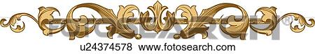 Clip Art - Gold leaf header Design Ornament. Fotosearch