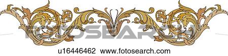 Clipart - Gold leaf verical Design Ornament. Fotosearch