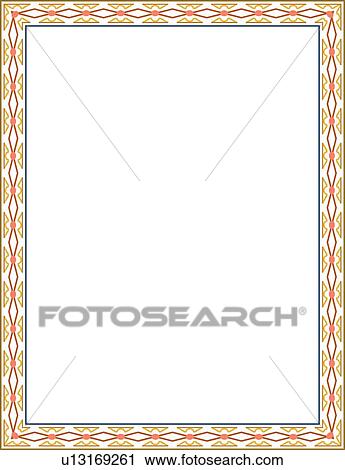 Gold, orange and blue arabesque Border View Large Clip Art Graphic Clipart - Gold, orange and blue arabesque Border. Fotosearch