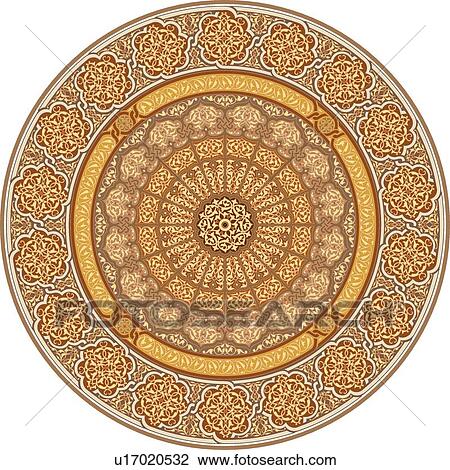 Gold, orange and brown circular Arabesque Design View Large Clip Art Graphic Clipart - Gold, orange and brown circular Arabesque Design. Fotosearch