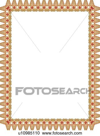 Gold, orange and red victorian Border View Large Clip Art Graphic Clipart - Gold, orange and red victorian Border. Fotosearch