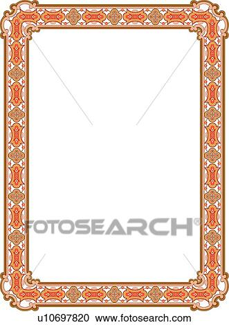 Gold, pink and brown victorian rectangle Border View Large Clip Art Graphic Clipart - Gold, pink and brown victorian rectangle Border. Fotosearch