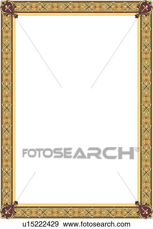 Clip Art - Gold, purple and yellow floral victorian Border. Fotosearch