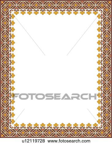Gold, red and orange diamond pattern arabesque Border View Large Clip Art Graphic Clip Art - Gold, red and orange diamond pattern arabesque Border. Fotosearch