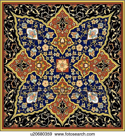 Gold square with fancy floral design View Large Clip Art Graphic Clip Art - Gold square with fancy floral design . Fotosearch