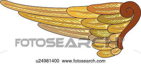 Gold wing with feathers View Large Clip Art Graphic Clipart - Gold wing with feathers. Fotosearch