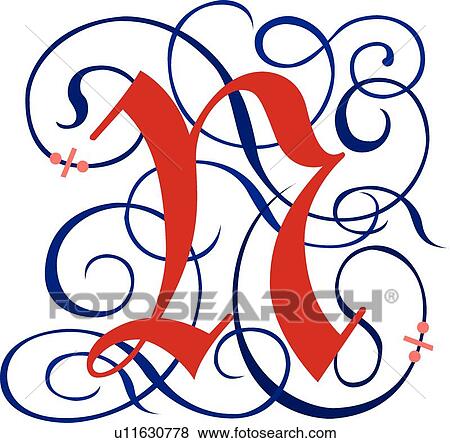 Clip Art - Gothic Capital N. Fotosearch