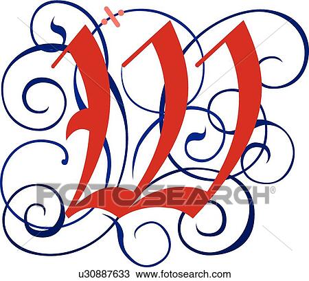 Gothic Capital W View Large Clip Art Graphic Clipart - Gothic Capital W. Fotosearch