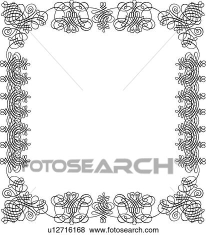 Graceful Calligraphic Design of square frame View Large Clip Art Graphic Clip Art - Graceful Calligraphic Design of square frame. Fotosearch
