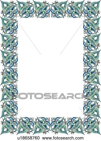 Green and Blue Baroque Border View Large Clip Art Graphic Clipart - Green and Blue Baroque Border. Fotosearch